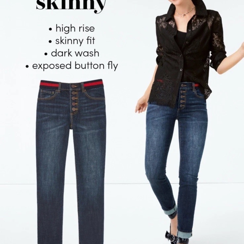 CAbi Dark Blue Jeans with Button Fly Large